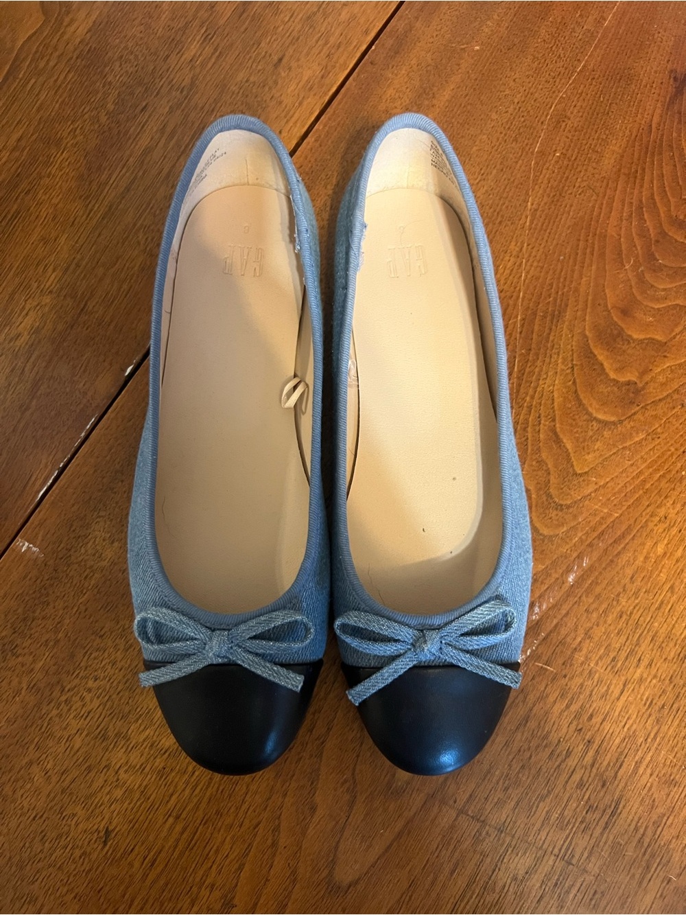 GAP Light Blue Denim Ballet Flats with Navy Cap Toe